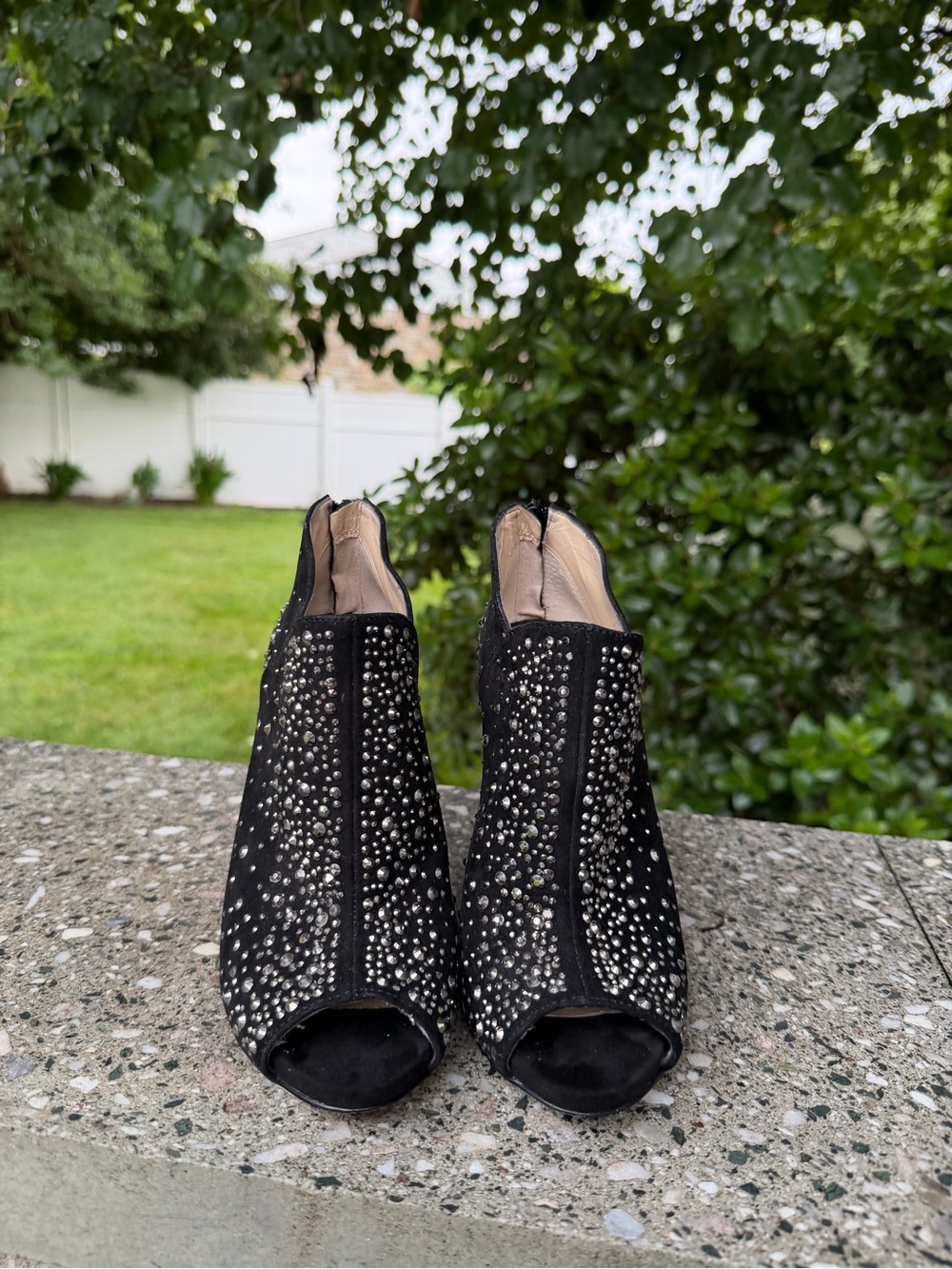 INC International Concepts Black Studded Peep-Toe Booties